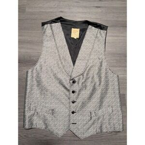 Wah Maker Men's Gray Diamond Print Western Frontier Formal Cowboy Vest Size XL